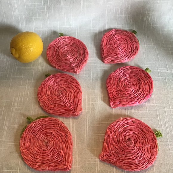 Vintage woven grass coasters Set of 6 - Picture 7 of 7